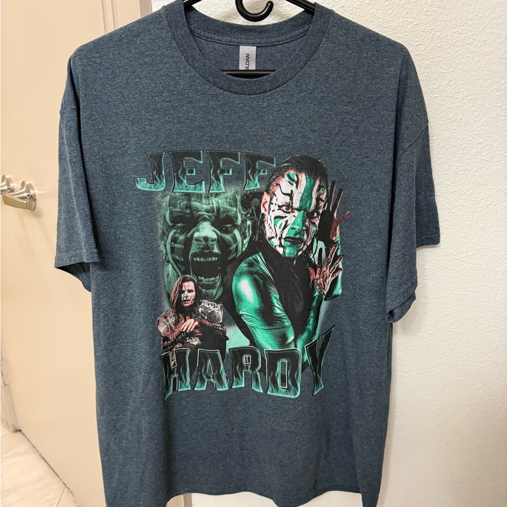 Gildan Dark Gray Graphic Tee with Green Accents (Jeff Hardy!)